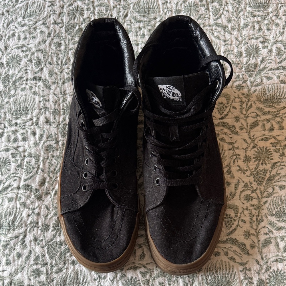 Vans Black High-Top Sneakers with Brown Sole